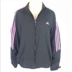 Adidas Black Pink stripe windbreaker jacket